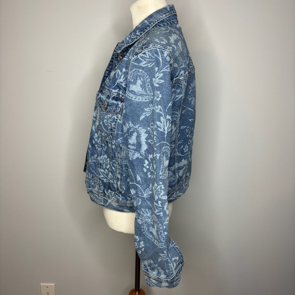 American Eagle - Blue Patterned Jean Jacket - image 2